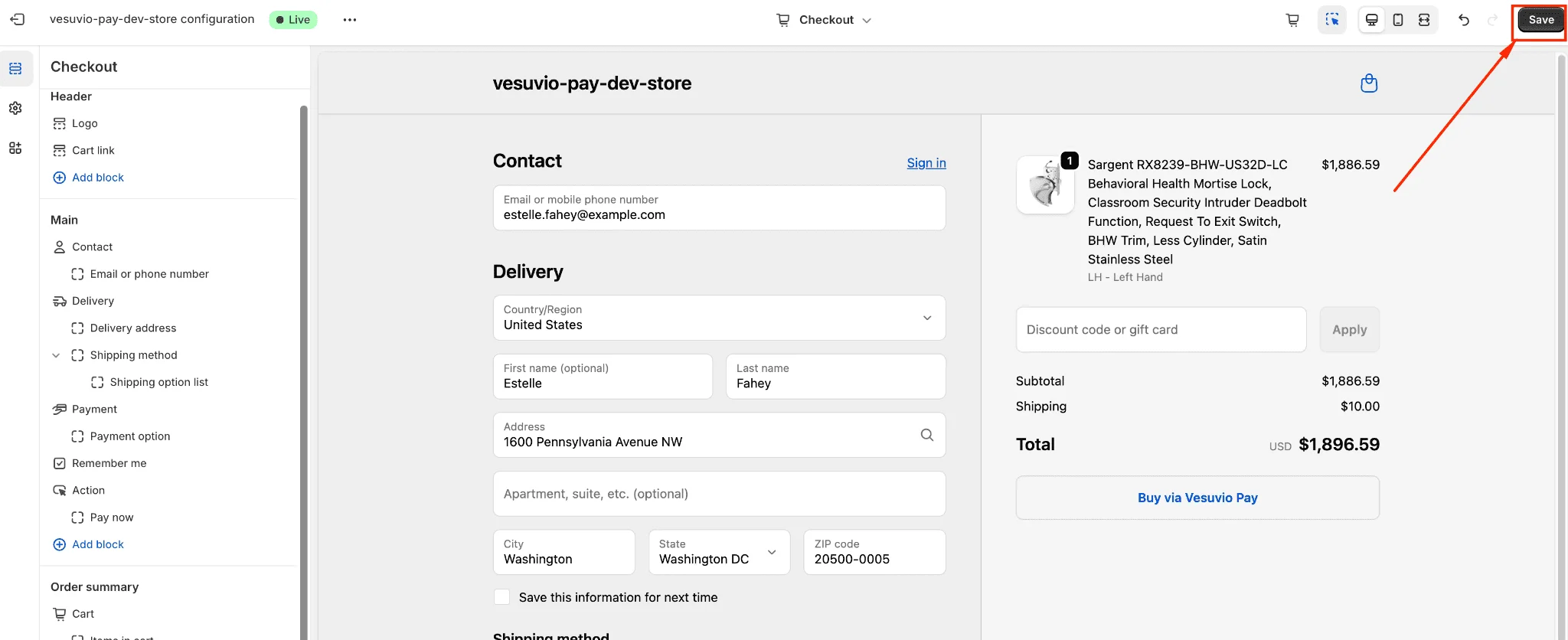 Save Checkout Settings